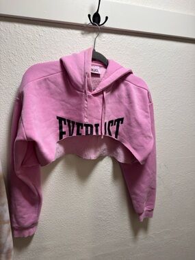 Everlast Pink Cropped Crewneck Hoodie worn inve